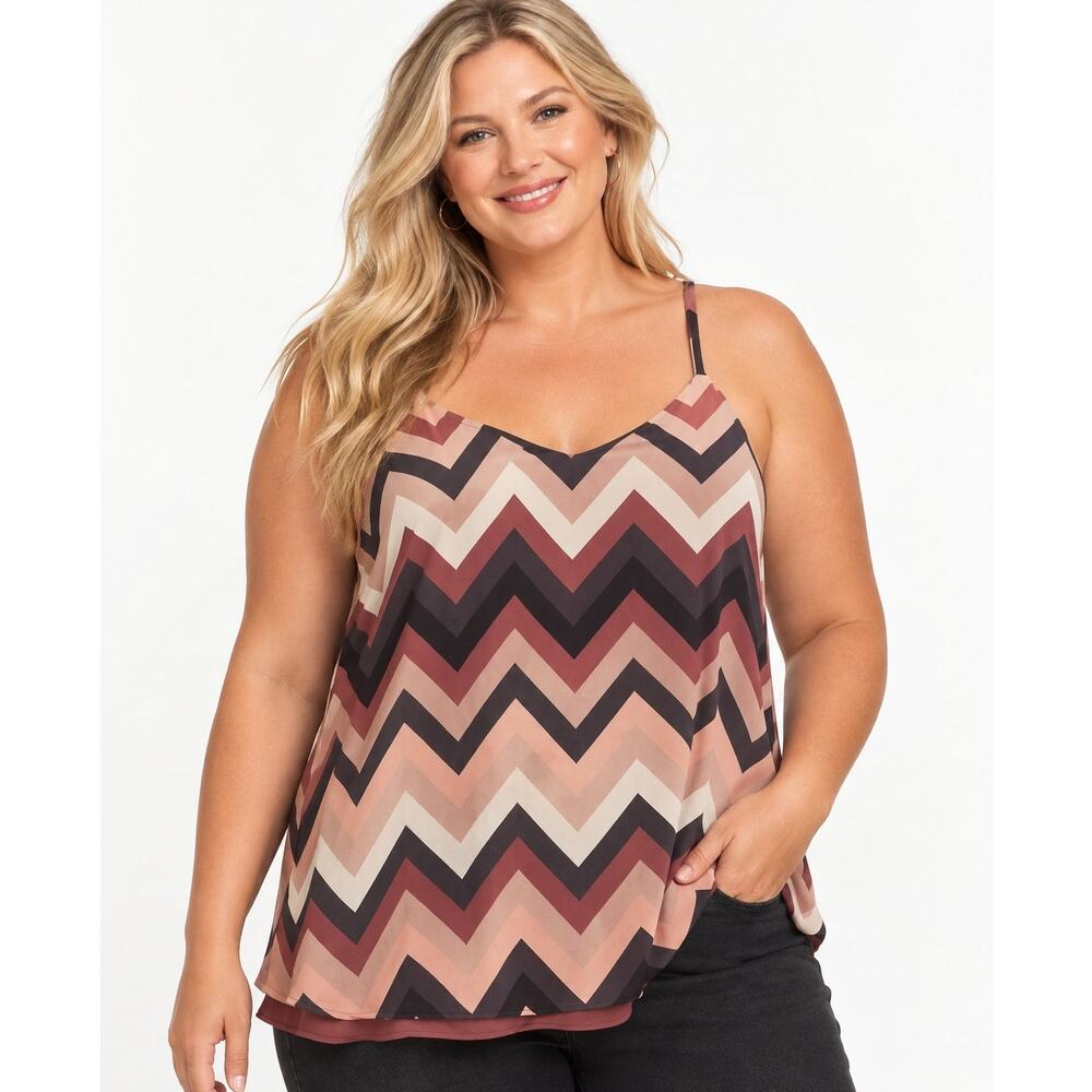 Torrid NEW Sophie Chevron Stripe Cami Womens Sz 5X V-Neck Swing Chiffon Top NWT